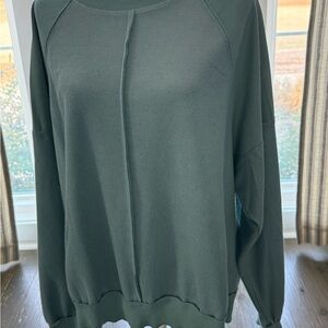 Easel Oversized Dolman Crewneck Top Aqua-Sz L